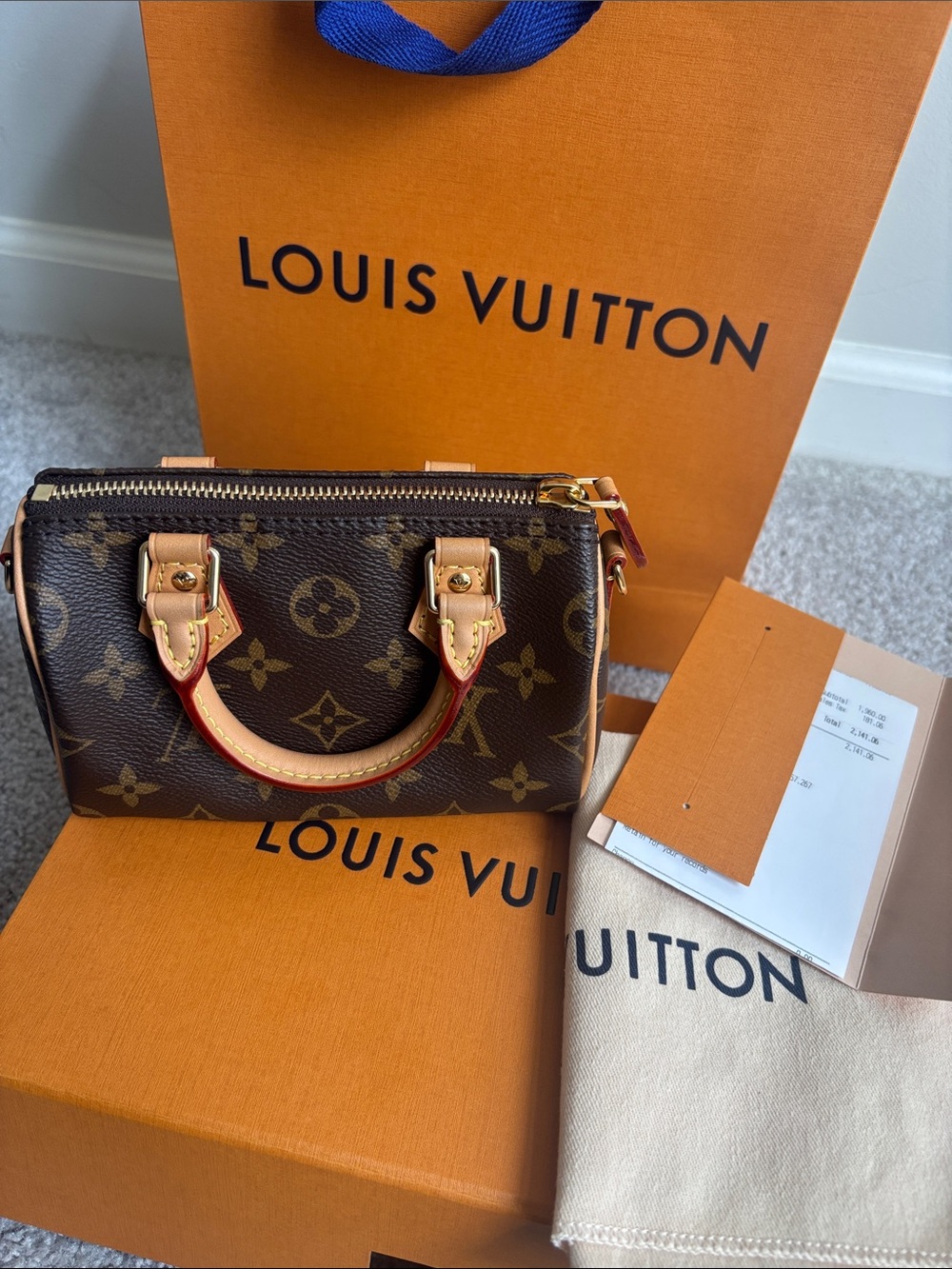Louis Vuitton Mini Top-Handle Bag in Monogram Canvas with Red-Edged Vachetta